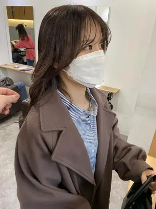 セミロング カラー 森貴裕/ベージュ/ パーマ/オリーブのヘアスタイル