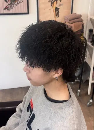 ミディアム パーマ メンズ 梅垣 紗英のヘアスタイル