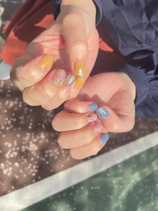 ネイル はばすみれ🎀ﾈｲﾙ 光ﾌｪｲｼｬﾙ ﾍｱのネイルデザイン