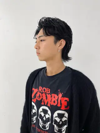 パーマ メンズ スパイキーパーマ 柏NO1 藤本葉のヘアスタイル