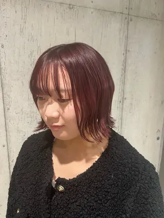 ミディアム カラー ヘアアレンジ ボブ×艶カラー 特化・リクト💥のヘアスタイル