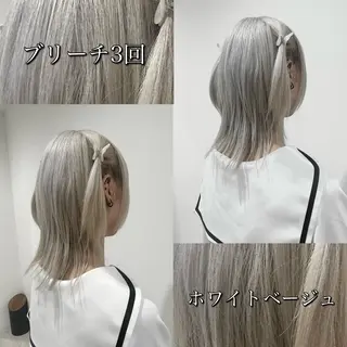 ミディアム カラー 雅/ダブルカラー/ 白髪ぼかしハイライトのヘアスタイル