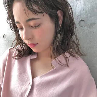 ミディアム カラー パーマ ヘアアレンジ 【ダメージレス施術】 【透明感】北村 拓也のヘアスタイル