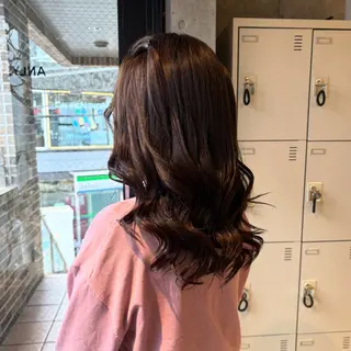 セミロング ヘアアレンジ 透明感カラー/赤み消 しカラー/もものヘアスタイル