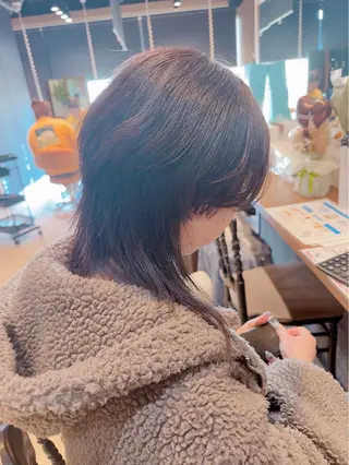 セミロング カラー 髪質改善&ストレート ✂︎鈴木青樹のヘアスタイル