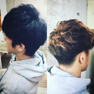 ショート カラー パーマ メンズ 及川 光のヘアスタイル