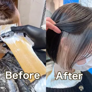 ショート カラー ブリーチなし 透明感カラー/艶髪のヘアスタイル