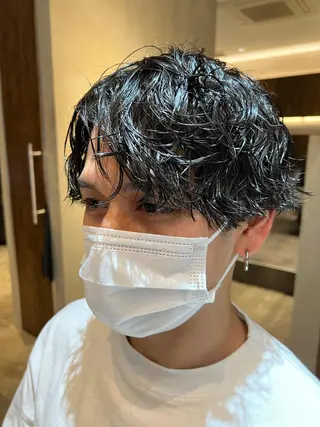 ショート パーマ メンズ 波巻きスパイラルパー マ/シャドウパーマ駿のヘアスタイル