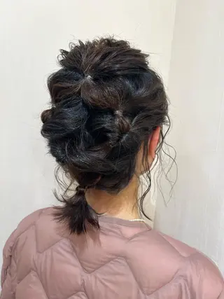 ミディアム ヘアアレンジ きむえり/髪質改善 /うねり広がり改善のヘアスタイル