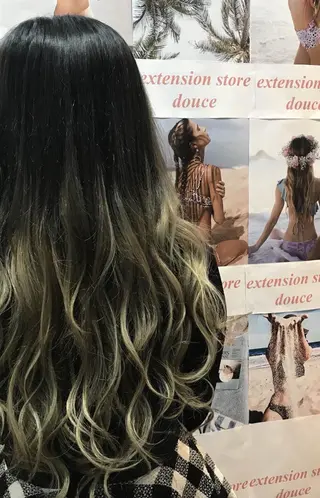 セミロング カラー パーマ ヘアアレンジ チビ編み込みエクステ シールEXどぅ〜すのヘアスタイル