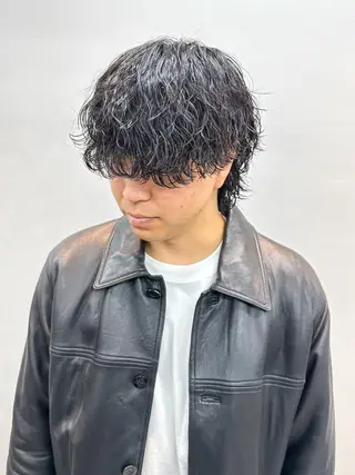 ミディアム パーマ メンズ メンズパーマ メンズ特化ryoのヘアスタイル