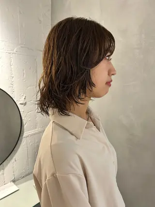 ショート カラー パーマ 切りっぱなしBOB 職人💜Anzuのヘアスタイル