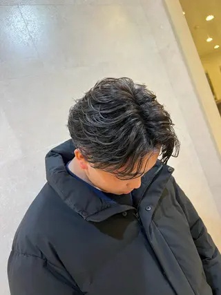 パーマ メンズ 郡山駅前メンズ特化 岩﨑大翼のヘアスタイル