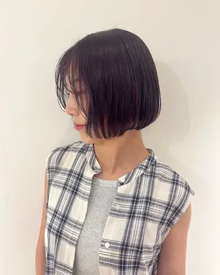 ショート カラー 暗髪カラー🫐パーマ おくだりんかのヘアスタイル