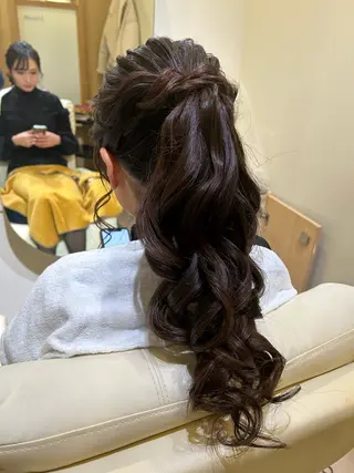 ロング ヘアアレンジ ボウ🪞ヘアセット /メイク/マツパのマツエク・マツパデザイン