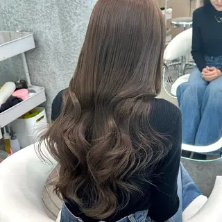 セミロング カラー ヘアアレンジ ブリーチなしW🎀 髪質改善／はのんのヘアスタイル