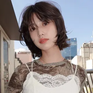ショート カラー レイヤーカット ボブ 渋谷のヘアスタイル