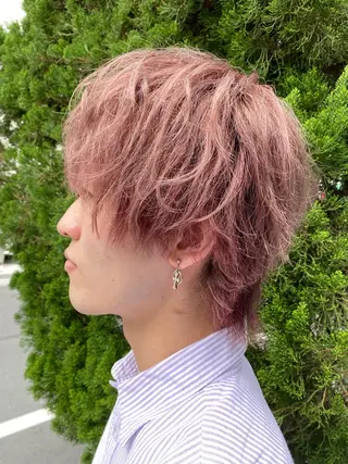 ショート パーマ メンズ ブリーチカラー特化 U-topia小島のヘアスタイル