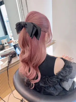 ロング カラー ヘアアレンジ ARIA💎縮毛矯正 ブリーチ💎複雑履歴のヘアスタイル