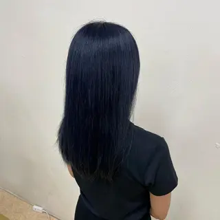 カラー 縮毛矯正× ブルーブラック/池袋のヘアスタイル