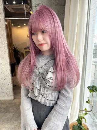 ロング カラー ヘアアレンジ lani ブリーチ /ダブルカラーのヘアスタイル