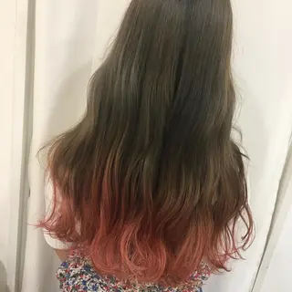 ロング カラー ヘアアレンジ きむえり/髪質改善 /うねり広がり改善のヘアスタイル