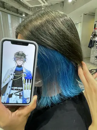 セミロング カラー インナーカラー 推し ブリーチ  髪質改善のヘアスタイル