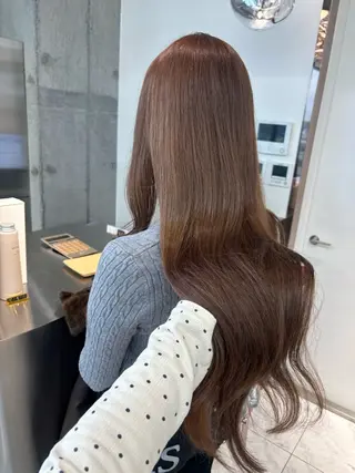 ミディアム カラー rina／ベージュ ワンホン/韓国ヘアのヘアスタイル