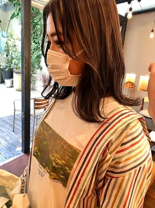 ミディアム ヘアアレンジ 抜け感ボブ×パーマ |kazaneのヘアスタイル