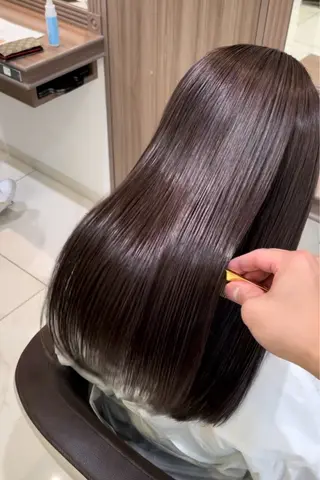 セミロング 縮毛矯正/髪質改善 継続する美髪のヘアスタイル