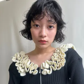 ショート カラー パーマ ボブ/レイヤー/ケア パーマ/リュウタのヘアスタイル