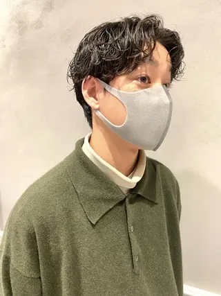 パーマ メンズ ボブ/ミニボブ 透明感カラーkadoのヘアスタイル