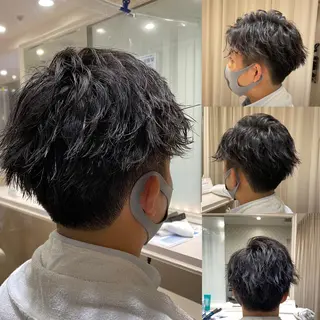 ショート メンズ 白髪ぼかしデザイン ハイライト/宮本純登のヘアスタイル
