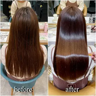 セミロング 縮毛矯正 髪質改善 韓国風レイヤー 吉田のヘアスタイル