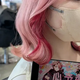 カラー セミロング 推しカラー🦉にじさ んじカラー🌈🕒✨のヘアスタイル