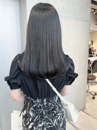 セミロング カラー パーマ ヘアアレンジ 透明感/オリーブ/ グレージュ/YUKAのヘアスタイル