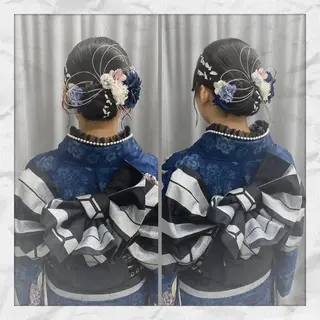 セミロング ヘアアレンジ ヘアセット/着付け 𓇼 松本 夏美𓇼のヘアスタイル