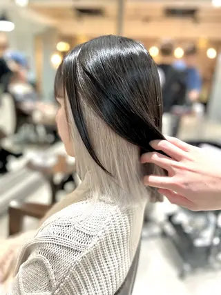 セミロング カラー ヘアアレンジ 🌈インナーカラー ‘ショウマ’🌈のヘアスタイル