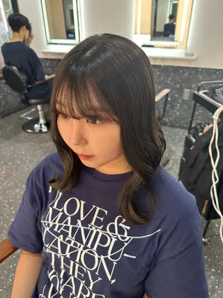 セミロング カラー 髪質改善⭐️縮毛矯正 中野⭐️Rinaのヘアスタイル