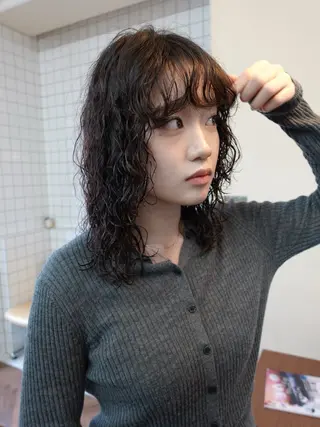 ミディアム パーマ ボブパーマ/パーマ ウルフパーマのヘアスタイル