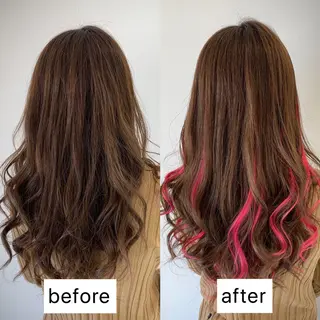 ロング 白髪ぼかしハイライト めさきすずなのヘアスタイル