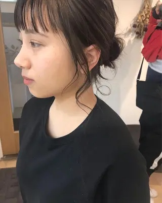 ミディアム カラー ヘアアレンジ クニモトハルナ ボブ/柔らかカラーのヘアスタイル