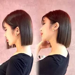セミロング カラー 山崎/ボブ縮毛矯正 レイヤー髪質改善のヘアスタイル