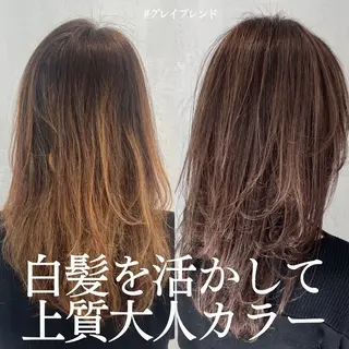 セミロング キッズ matka白髪ぼかし 大人ヘア/KEIKOのヘアスタイル