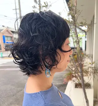 ミディアム パーマ 原尾 あやなのヘアスタイル