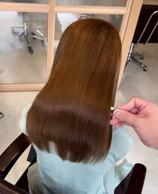 セミロング カラー 縮毛矯正クロスパーマ 益子達也のヘアスタイル