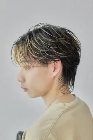 ミディアム カラー パーマ メンズ 湘南のパーマ職人 🔥清水琉葵🔥のヘアスタイル