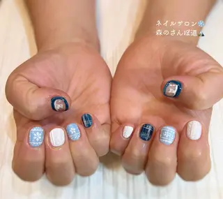 ネイル ショートネイル 森のさんぽ道のネイルデザイン
