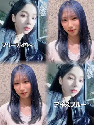 ミディアム カラー 興津/韓国レイヤー ダブルカラー美髪縮毛のヘアスタイル