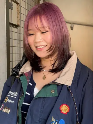 ミディアム カラー ハッシュカット/ ブリーチ/アスナのヘアスタイル